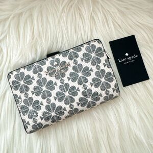 NWT Kate Spade Signature Spade Flower Medium Compact Bifold Wallet KG488 Black